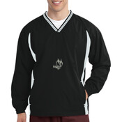ADULT, V-Neck Raglan Wind Shirt, FIRE BIRD Logo, Grey and White