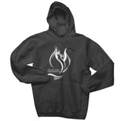 ADULT, Pull-Over Hooded Sweatshirt, FIRE BIRD Logo, Grey and White