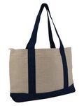 Large Zippered Cotton Canvas Tote