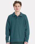 Garment-Dyed Polo Collar Sweatshirt