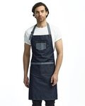 Domain Contrast Denim Bib Apron with Pocket