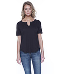 Ladies' 4.3 oz., CVC  Slit V-Neck T-Shirt