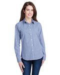 Ladies' Microcheck Gingham Long-Sleeve Cotton Shirt