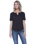 Ladies' Cotton/Modal Slit V-Neck