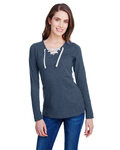 Ladies' Long Sleeve Fine Jersey Lace-Up T-Shirt