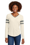 Women's Halftime Stripe Long Sleeve V Neck Tee